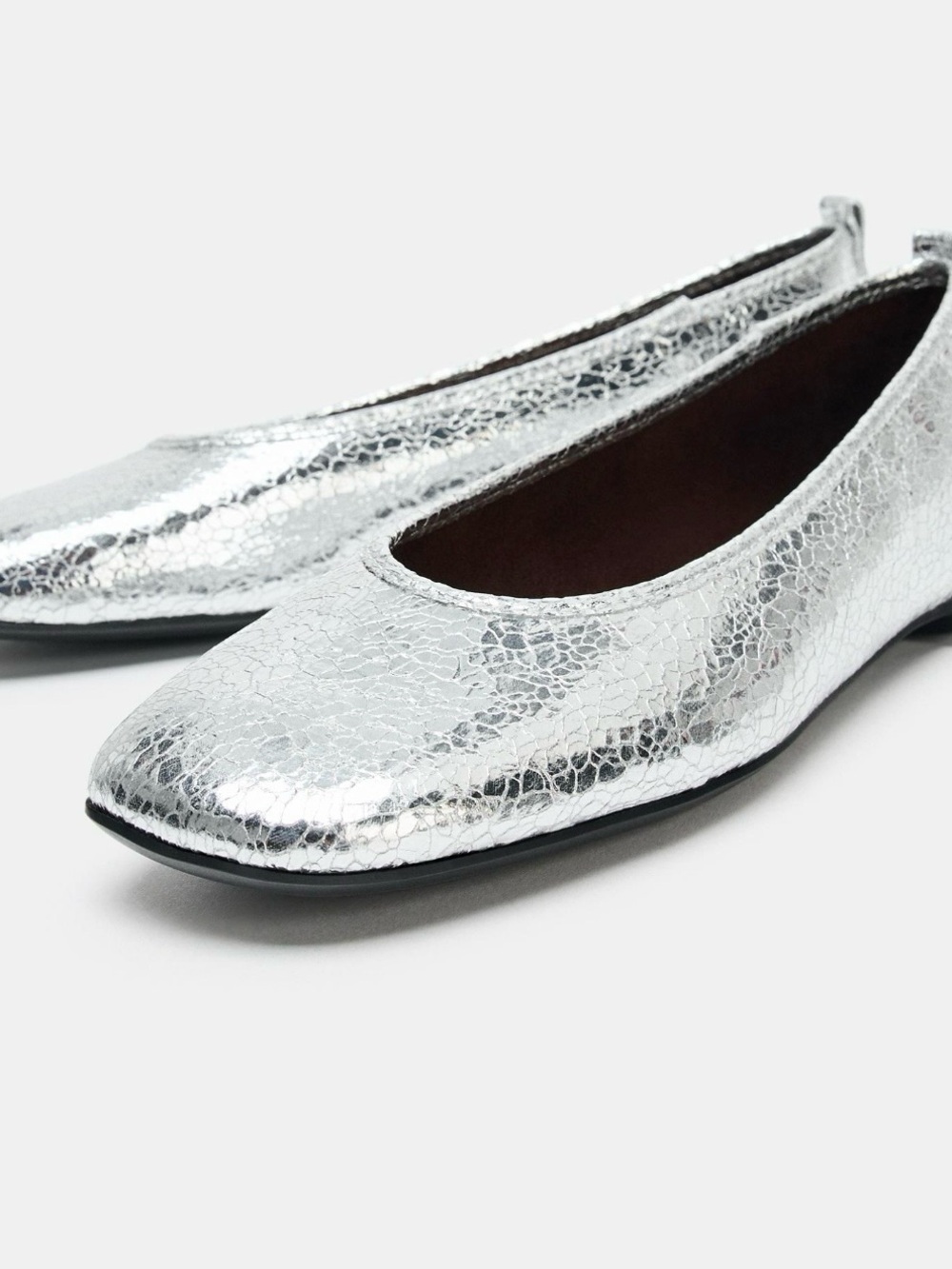 Zara Current Season Ex Cond Silver Metallic Ballet Flats - Women's Slip-On Flats